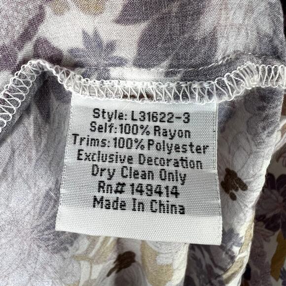 Johnny Was Dione Midi Maxi Dress Purple Floral Print Square Neck XL Half Sleeve - Picture 6 of 7